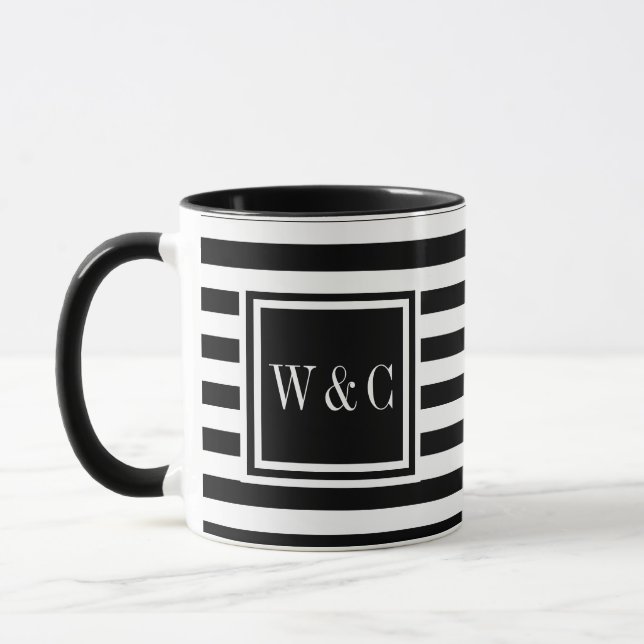 Caneca Monograma de Listra Preto e Branco (Esquerda)