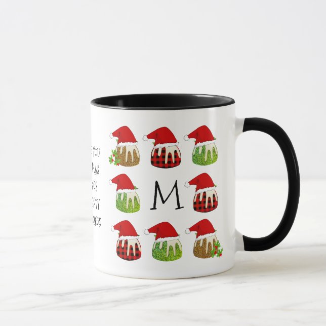 Caneca Monograma de Papais noeis de Natal (Direita)