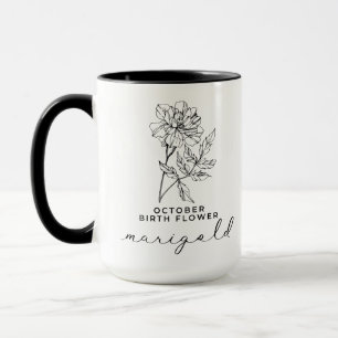Caneca Monograma de Presente de Outubro Floral Minimalist