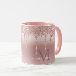 Caneca Monograma de Rosa de Lixiviação Dourada de Luxo