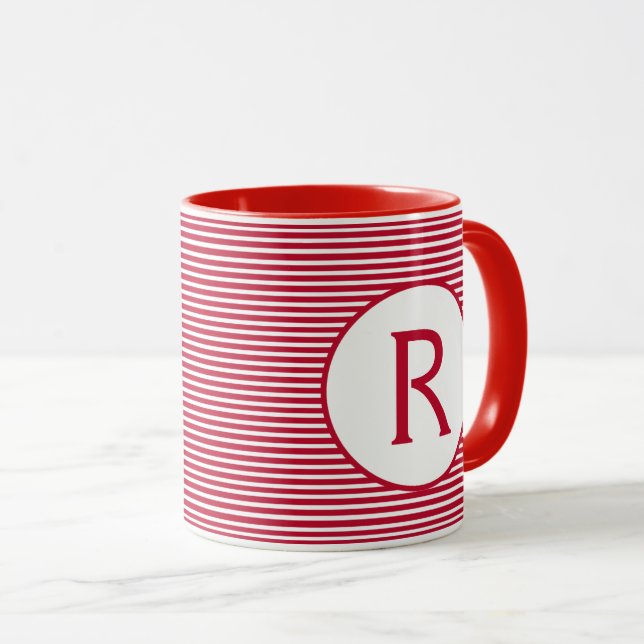 Caneca Monograma de Stripe Vermelha (Frente Esquerda)