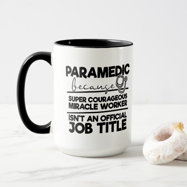 Caneca Monograma de texto de palavras paramédicas legal (Com Donut)