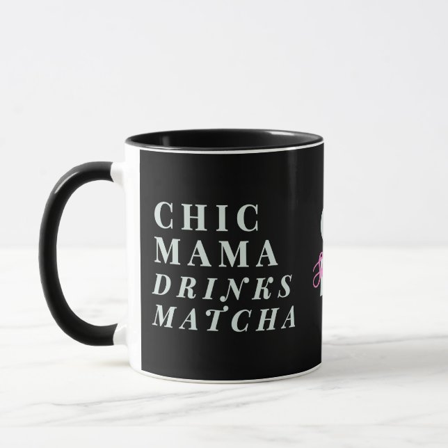 Caneca Monograma divertido da mamãe chá de Matcha dizer m (Esquerda)