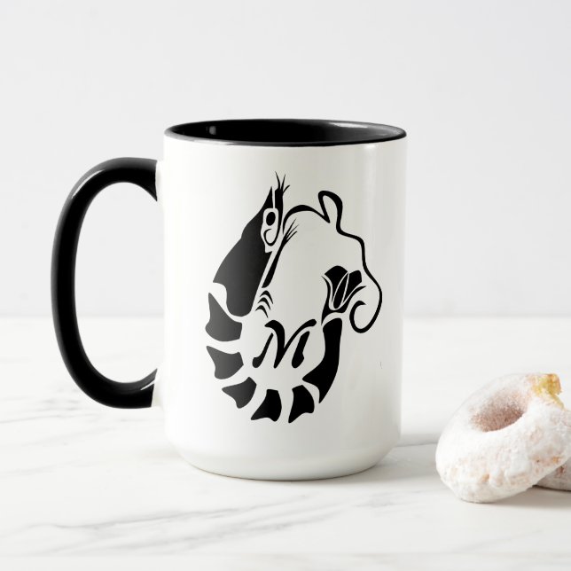 Caneca Monograma do Camarão com Estilo Preto (Com Donut)