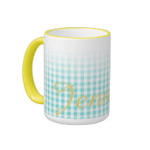 monograma do padrão de gingham de turuquesa de chi