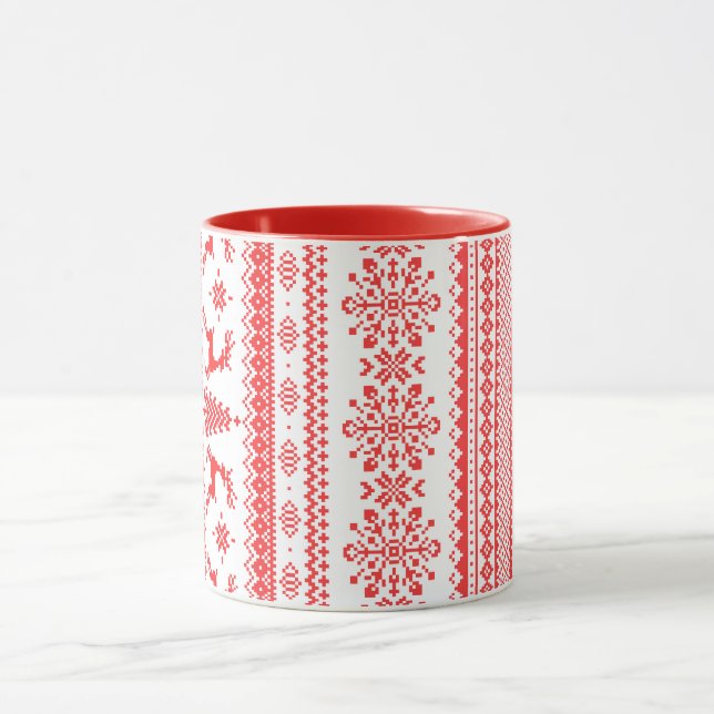 Caneca Monograma do padrão de isle vermelho de suor de Na (Centro)