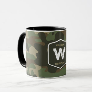 Caneca Monograma do Padrão do Exército Verde Camo Camufla