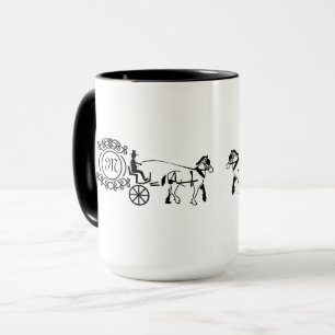 Caneca Monograma do Vagão de Casamento Desenhado em Cava