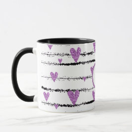 Caneca Monograma dos corações roxos