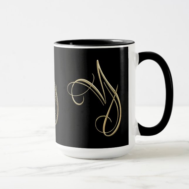 Caneca Monograma dourado da inicial Y (Direita)