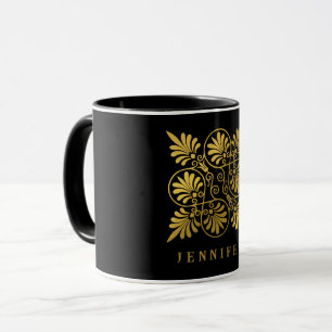 Caneca Monograma Dourado do Andino Grego Antigo