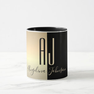 Caneca Monograma Dourado Preto