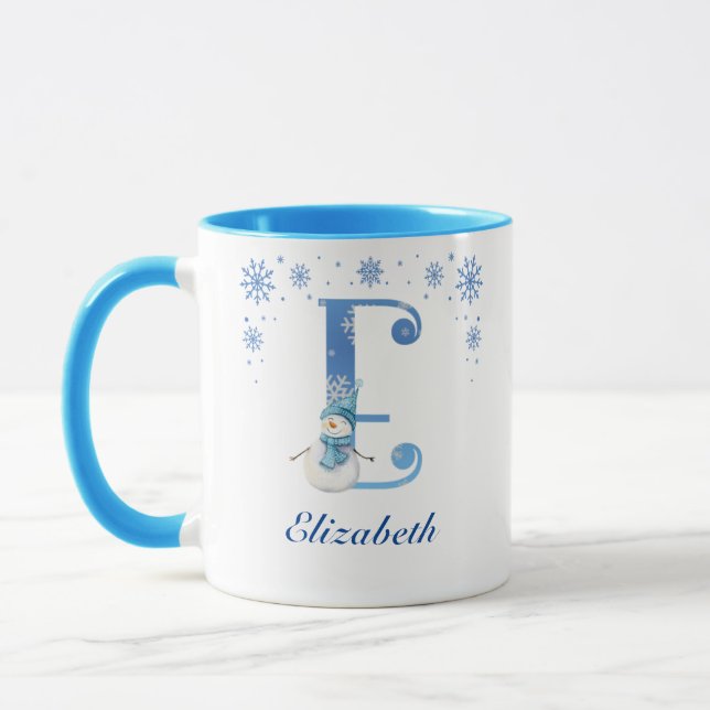 Caneca Monograma E personalizado em floco de neve de Nata (Esquerda)