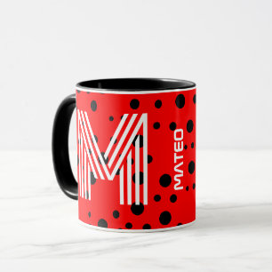 Caneca Monograma Elegante e Nome Moderno Café Preto e V
