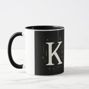 Caneca Monograma Elegante K Mug - Taça Personalizada de C