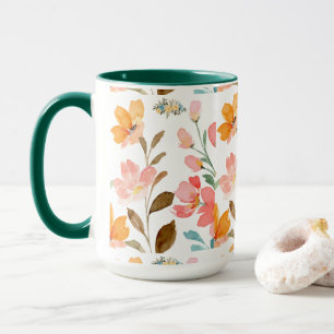 Caneca  Monograma Elegante Rosa Aquarela 