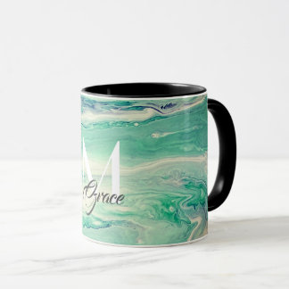 Caneca Monograma Emeraldgreen E Branco