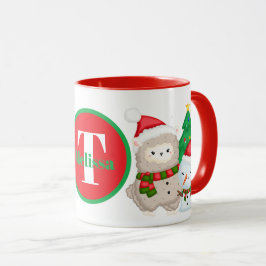 Caneca Monograma Festivo de Natal Lama Feriado