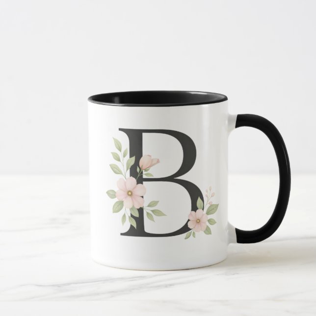 Caneca Monograma Floral B – Letra Elegante B com S (Direita)