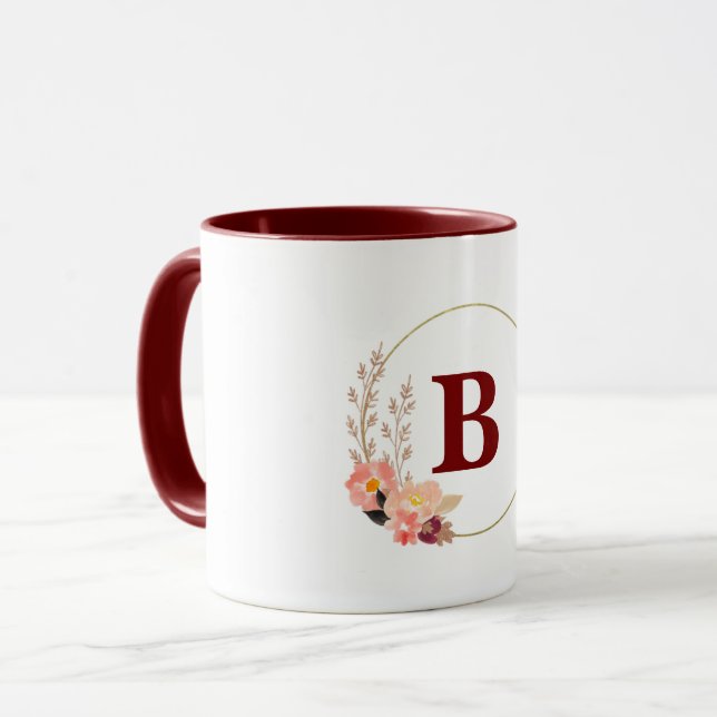 Caneca Monograma Floral Combo Mug (Frente Esquerda)