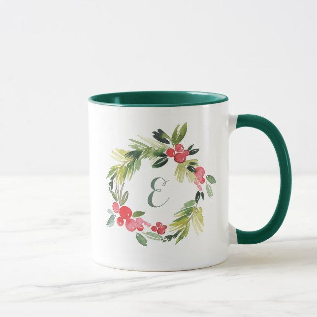 Caneca Monograma floral da grinalda | da aguarela do (Direita)