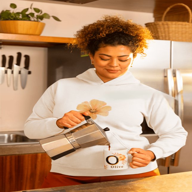 Caneca Monograma Floral Mug - Letra Elegante O - Nome da  (Criador carregado)