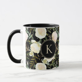 Caneca Monograma Floral Vanilla Verde Monograma Romântico