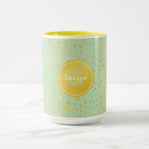 Caneca Monograma impresso em chita com purpurina dourada 