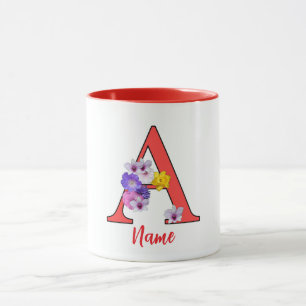 Caneca Monograma Inicial A Floral