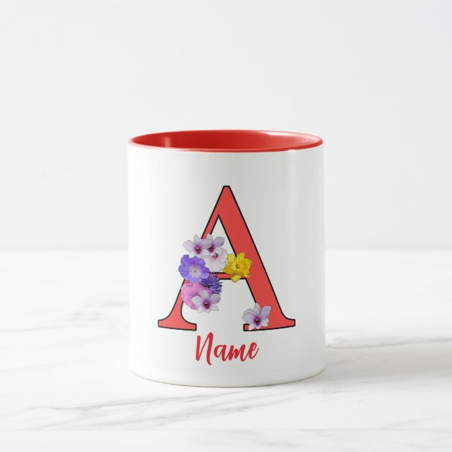 Caneca Monograma Inicial A Floral (Centro)