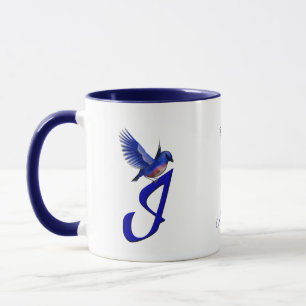 Caneca Monograma Inicial Bluebird I Personalizado Elegant