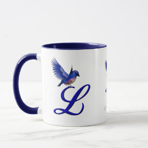 Caneca Monograma Inicial Bluebird L Elegante Personalizad