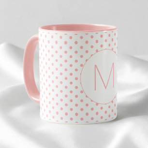 Caneca Monograma Inicial com Padrão Moderno de Pontos Pin