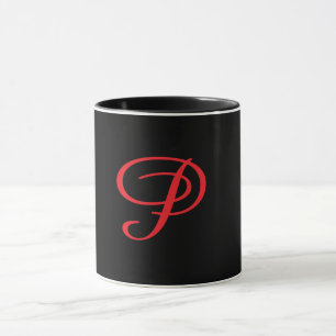 Caneca Monograma Inicial Cursiva P Preta
