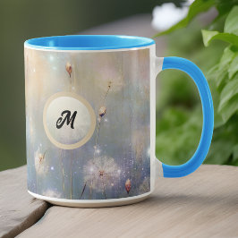 Caneca Monograma inicial de aparência de aquarela Dourada