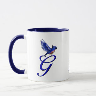 Caneca Monograma Inicial G Bluebird Elegante Personalizad