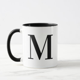Caneca Monograma Inicial M Preto Moderno Personalizado