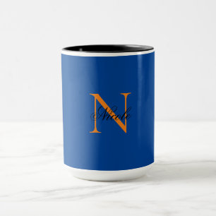 Caneca Monograma Inicial Nome Próprio Manuscrito Deep Blu
