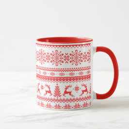 Caneca Monograma justo vermelho do teste padrão da ilha