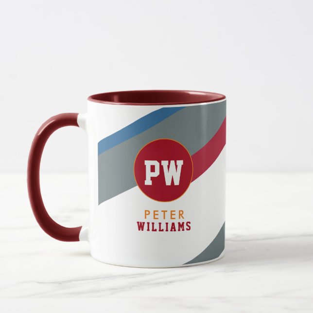 Caneca monograma listrado moderno (Esquerda)