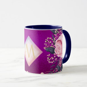 Caneca Monograma Magenta Rosegold, Largura Metálica Rosa