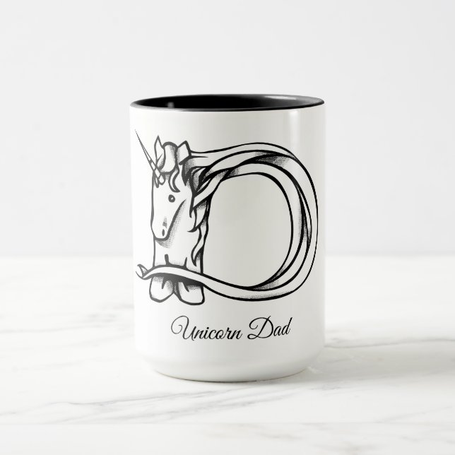 Caneca Monograma Magnético D Pai Unicórn ou seu texto (Centro)