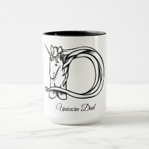 Caneca Monograma Magnético D Pai Unicórn ou Texto