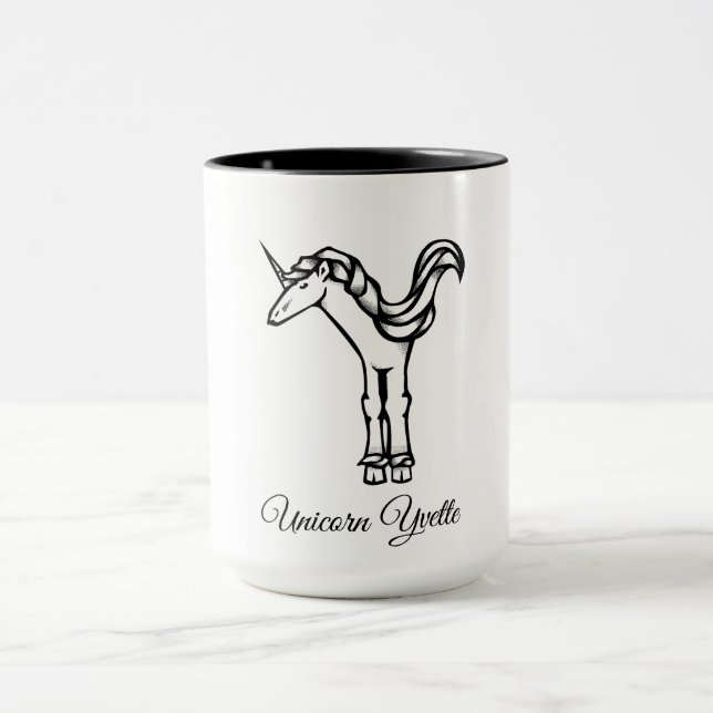 Caneca Monograma Magnético Y Yvette Unicorn Personalizado (Centro)