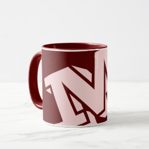 Caneca Monograma Mínimo em Negrito Rosa Bege Marrom Vino