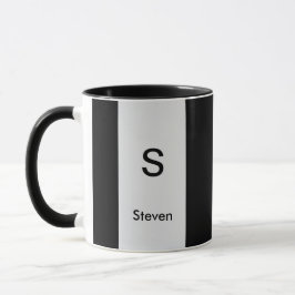 Caneca Monograma Moderno com Duas Cores Preto e Cinza Cla