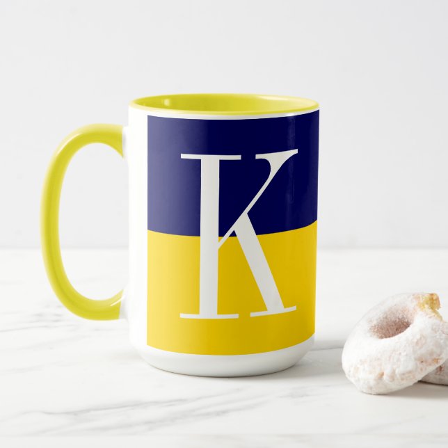 Caneca Monograma moderno de duas cores fixe (Com Donut)