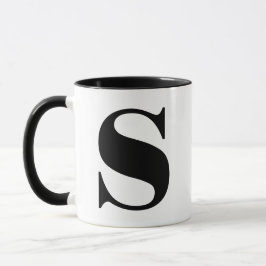 Caneca Monograma Moderno - Letra Inicial a Preto e Branco