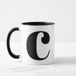 Caneca Monograma Moderno - Letra Inicial C Preto e Branco
