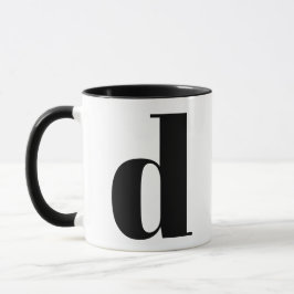 Caneca Monograma Moderno - Letra Inicial D Preto e Branco